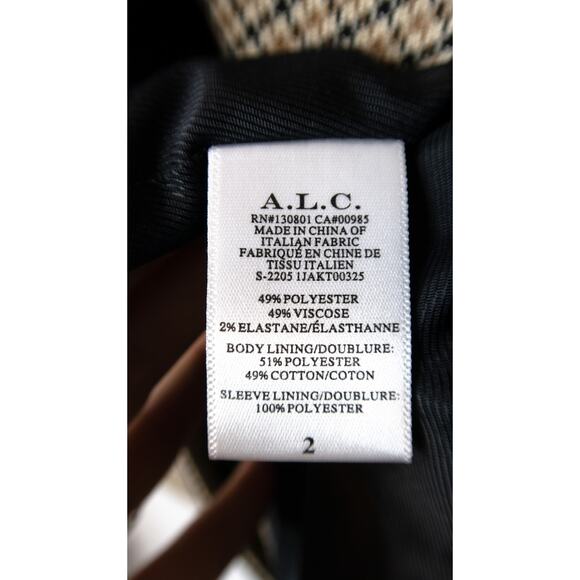 A.L.C. 'Sedgewick II' Plaid Blazer & 'Edwin' Split Leg Pants 2 Piece Suit US 2 - Picture 13 of 14